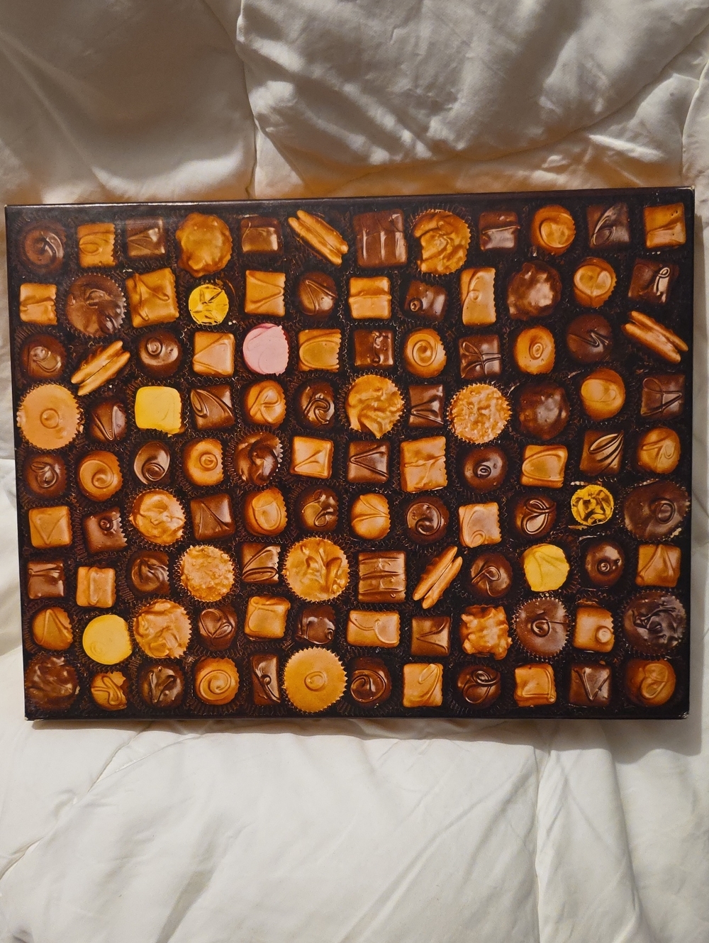 Puzzle Chocolate Box Home Art Canvas Print in Brown and Tan